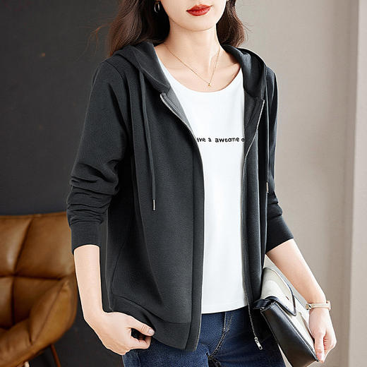 休闲连帽外套女士春秋季2026新款大码女装开衫卫衣洋气好看的上衣 商品图4