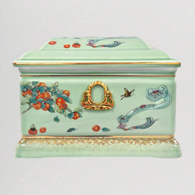 【艺德春】钢化瓷高档寿盒“如意居”（青玉）景德镇瓷骨灰盒