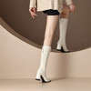 【预售7天】法式真皮尖头长筒靴女新款秋冬显瘦高跟气质直筒高筒长靴DS&S621 商品缩略图3