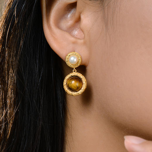 虎眼石耳环  送首饰盒+证书+礼袋  A-5541  Manreya玛芮雅 商品图3