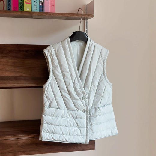 丁摩无领内胆女士马甲V领轻薄羽绒服保暖外套大码坎肩背心AL8811 商品图2