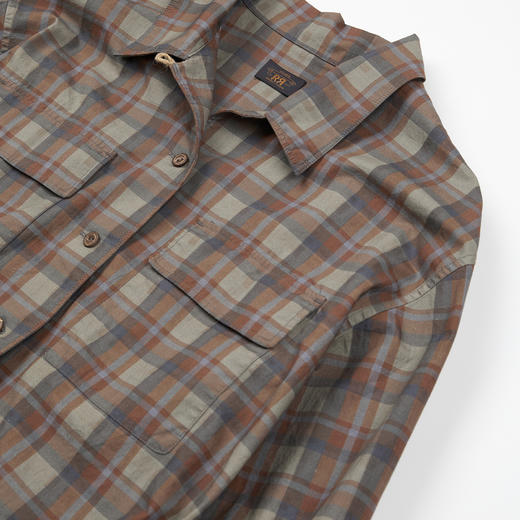 ROMI STUDIO“美式复古”做旧抗皱双面印花棉质工装格纹衬衫RWCASU6414 商品图2