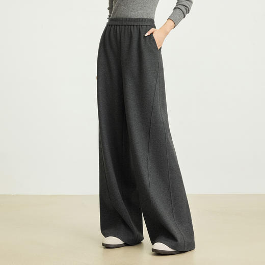 【11/5新品】熙世界【定毛呢裤】羊毛阔腿裤宽松直筒女士秋冬高腰香蕉卫裤子 商品图3