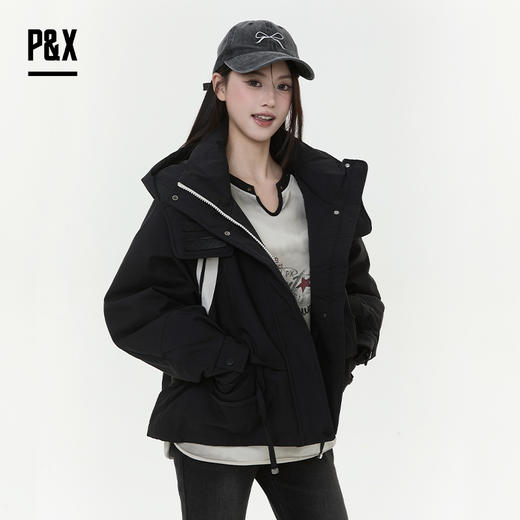 P&X设计师女装2025冬季拉链防风户外派克短款羽绒服 825424179 商品图1