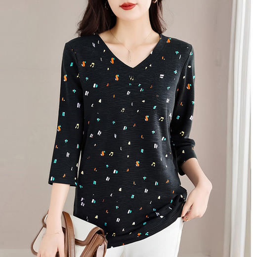 大码七分袖上衣女夏季2026年新款女装短袖妈妈宽松纯棉中袖t恤女 商品图0