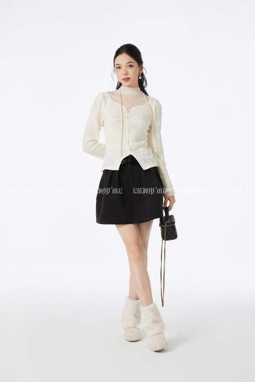 【门店同款】ENJOY冬季“暖冬软糖”网纱拼接高领上衣 167750031 商品图2