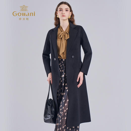【羊绒】乔万尼精致职场简约收腰飒爽高级感保暖中长款羊毛呢大衣ES4A472 商品图1