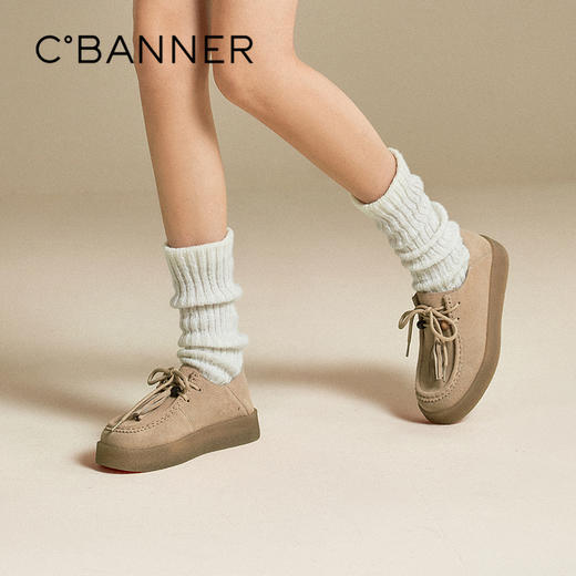 千百度复古厚底袋鼠鞋女款休闲德训鞋增高运动乐福鞋A25126804 商品图0