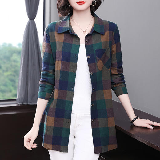2026春款女装今年流行爆款别致漂亮衬衫复古格子外套长袖上衣百搭 商品图0