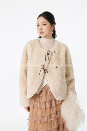 【门店同款】ENJOY冬季“暖冬软糖”双蝴蝶结扣外套 167750111