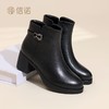 信诺真皮妈妈靴子中年女鞋气质粗跟短靴2025冬季新款加绒保暖棉鞋X5M153-256D 商品缩略图4