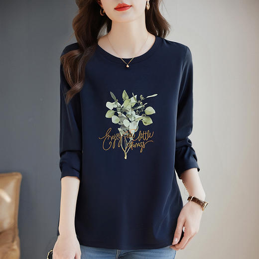 正肩圆领长袖t恤女2026新款秋季爆款高端女装上衣洋气内搭打底衫 商品图2
