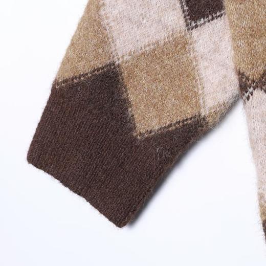 MY247SDSA男士秋冬新款痞帅男装复古撞色宽松菱形格圆领毛衣百搭时尚 商品图4