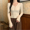 西遇毛衣可外穿内搭女冬季新款收腰v领纽扣设计针织打底衫SS051766 商品缩略图3