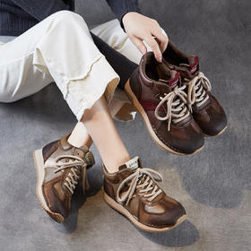 手工真皮复古鞋子，高帮阿甘鞋百搭系带运动休闲旅游鞋ZM258672