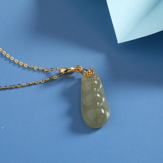 【宏艺珠宝】碧玉福豆·银s925项链 商品图2