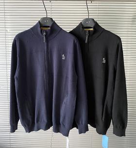 D110419秋冬新品男士上衣纯色长袖针织开衫拉链保暖外套