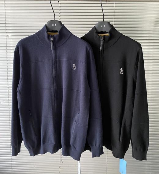 D110419秋冬新品男士上衣纯色长袖针织开衫拉链保暖外套 商品图0