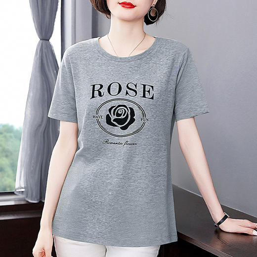 芳妮诗纯棉t恤女短袖休闲大码宽松女装2026新款夏季胖mm女士上衣 商品图0