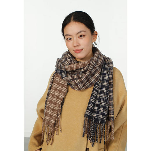 四拼色格氛围百搭软糯流苏围巾-纪念日百货门店同款166550117 商品图3