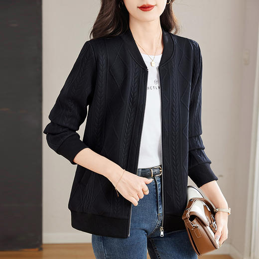 黑色棒球服外套女春秋季2026年新款中年妈妈休闲大码夹克上衣洋气 商品图2
