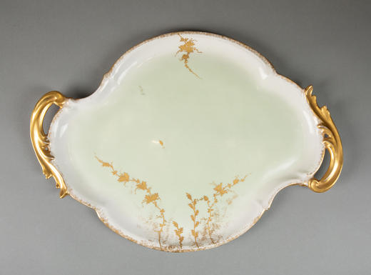 独角鹿西洋古董19世纪法国利摩日地区出品古典繁花卷叶主题手绘描金装饰青蓝色釉双人下午茶瓷器套件 商品图10