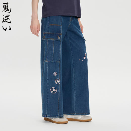 ONIARAI/鬼洗25秋冬新品泥棒蓝女款来福绣花工装牛仔裤 25N4411 商品图2