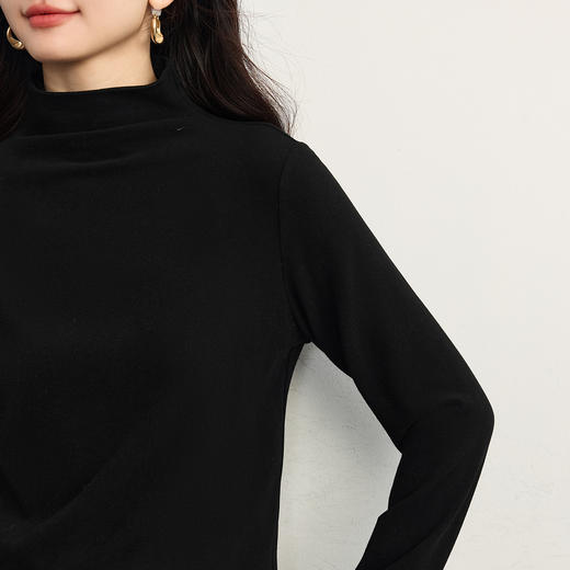 【11/5新品】熙世界「宝藏发热T」黑色半高领打底衫女秋冬内搭洋气长袖t恤上衣 商品图4