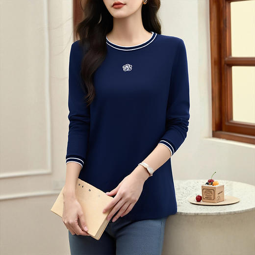 秋冬大码长袖t恤女2026新款宽松纯棉上衣女士好看洋气胖mm打底衫 商品图2