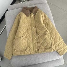 D110405新款卡其色拼接衣领儿童棉服外套女宝款