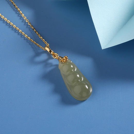 【宏艺珠宝】碧玉福豆·银s925项链 商品图1