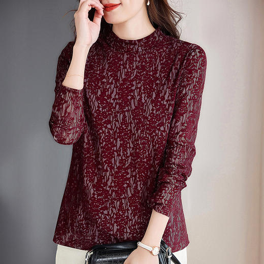 洋气蕾丝打底衫女秋冬2026新款宽松大码女装半高领上衣内搭可外穿 商品图4