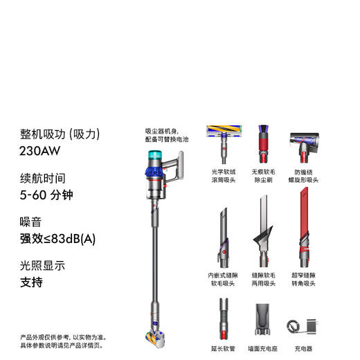 戴森（DYSON）V15 Detect Fluffy智能高端吸尘器 LCD智能数显 230AW强劲吸力 除螨除尘 车载可用 蓝镍色 商品图7