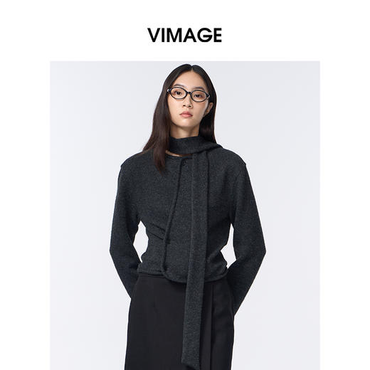 VIMAGE纬漫纪多种系法带本布飘带设计摩登时尚上衣小外套V2403109 商品图3