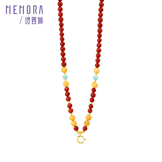 【新品首发】万能链 18k金南红蜜蜡绿松石项链 新中式搭配吊坠万能链女士礼物MEMORA诗普琳MN001801 商品图6