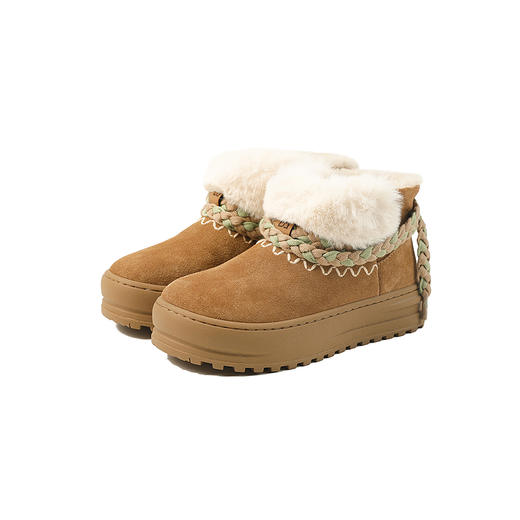 伊伴冬季美拉德色系保暖短筒雪地靴B25719107 商品图5