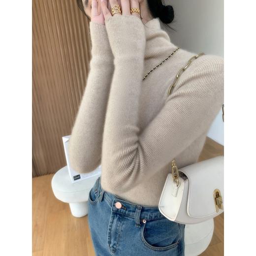 轻奢高档毛衫秋冬新款百搭针织衫堆堆领高领打底毛衣修身加厚绒衫 商品图2