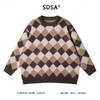 MY247SDSA男士秋冬新款痞帅男装复古撞色宽松菱形格圆领毛衣百搭时尚 商品缩略图1