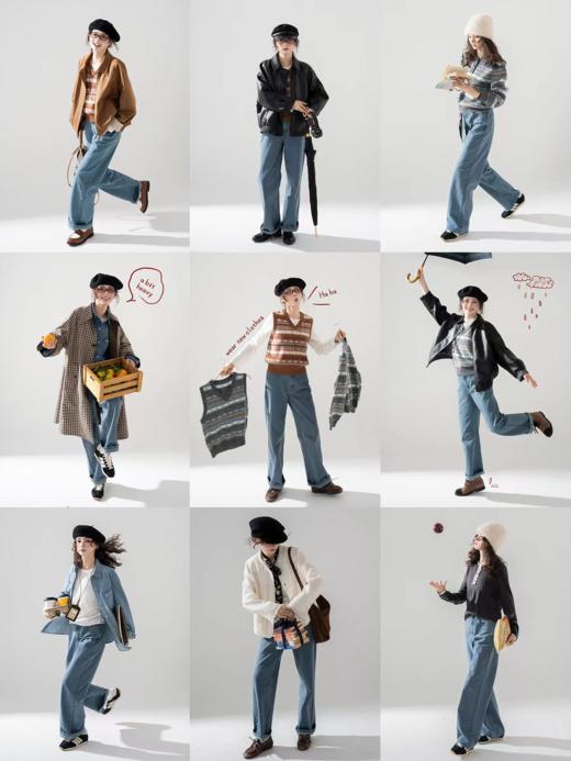 浮生八记/25C135/复古水洗竹节纹中腰直筒牛仔裤 商品图4