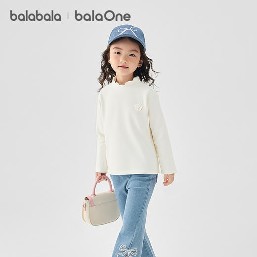巴拉巴拉balaOne童装女童长袖t恤儿童2025冬季新款打底衫发热抗菌 商品图2