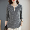 高端品牌女士t恤秋季大码V领打底衫新款女装高级洋气长袖妈妈上衣 商品缩略图0
