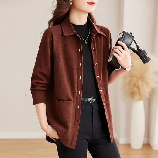大码长袖衬衫女秋冬季2026新款高级感衬衣灯芯绒外套上衣减龄洋气 商品图0