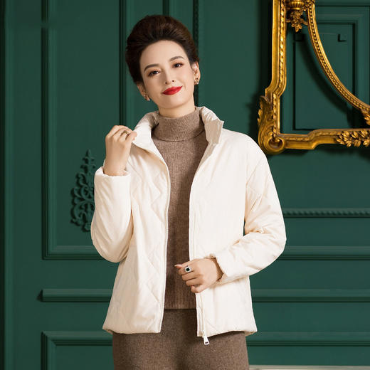 雀说100桑蚕丝填充棉服女高领妈妈装秋冬保暖棉衣外套ALAYD02 商品图0