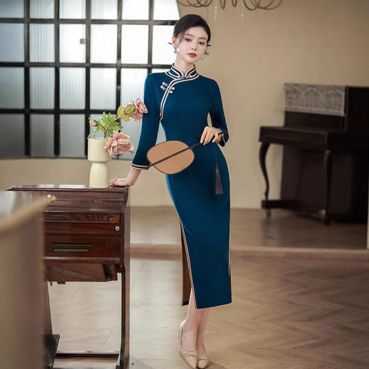 妈妈修身年轻款改良优雅旗袍淑女81113 商品图0