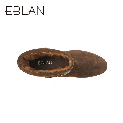 伊伴冬季都市游牧风波嬉风复古牛绒短靴翻折靴筒B25525812 商品图2