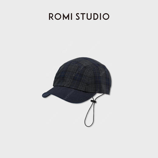 ROMI STUDIO“日系复古”格纹轻薄抽绳鸭舌帽软顶棒球帽RWCLP36809【两面戴帽檐自调节】 商品图1