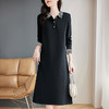 小个子黑色连衣裙女长袖2026春秋季新款大码胖mm高级大码翻领裙子 商品缩略图0