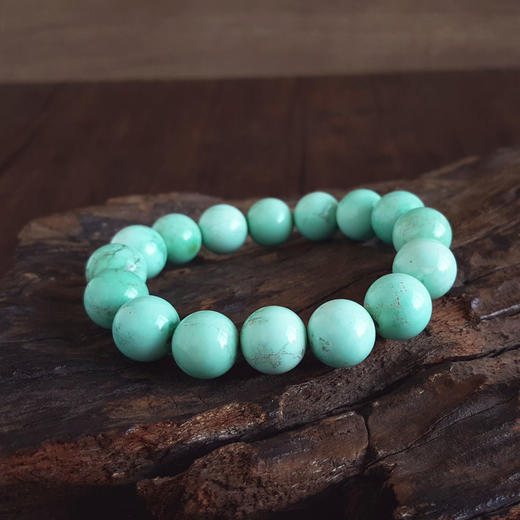 【天然正品】天然精品原矿高瓷高蓝约12.7MM绿松石圆珠手串12.7MM（皆取最大值）女士031125NJM01 商品图4