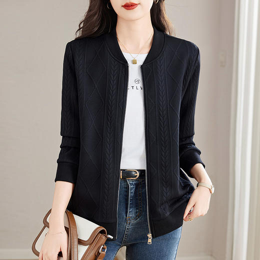 黑色棒球服外套女春秋季2026年新款中年妈妈休闲大码夹克上衣洋气 商品图0