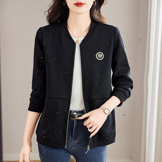休闲大码棒球服外套女春季2026新款中年妈妈黑色夹克女士上衣薄款 商品图0